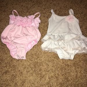 Bathing Suits White & Pink